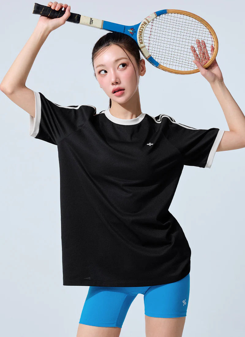 XEXYMIX Mesh Trackline Loose Fit Short Sleeve in Black — image 2