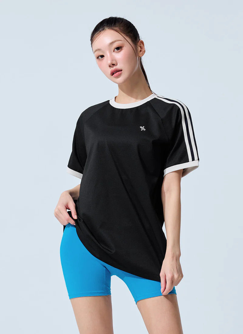 XEXYMIX Mesh Trackline Loose Fit Short Sleeve in Black — image 4