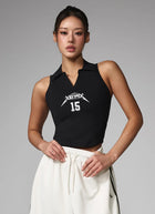 XEXYMIX NX Open Collar In-Pad Crop Top in Black — image 4