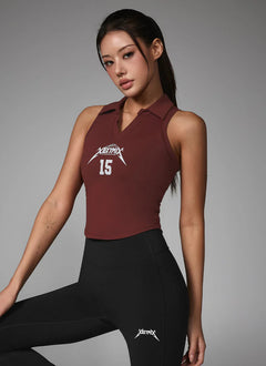 XEXYMIX NX Open Collar In-Pad Crop Top in Red — image 1