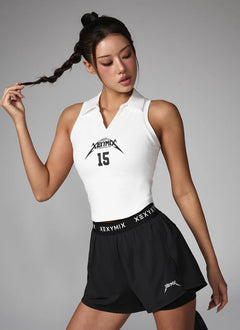 XEXYMIX NX Open Collar In-Pad Crop Top in White — image 1