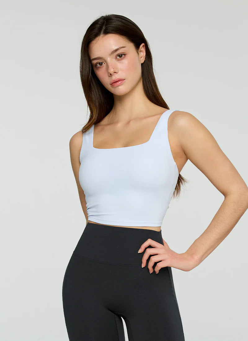 XEXYMIX Black Label Signature Power Rise Back Twist Crop Top in Honey Sky Blue — image 3