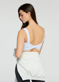 XEXYMIX Black Label Signature Power Rise Back Twist Crop Top in Honey Sky Blue — image 4