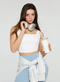 XEXYMIX Black Label Signature Power Rise Back Twist Crop Top in Ivory — image 2