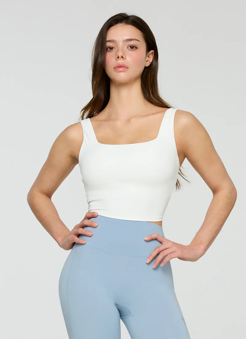XEXYMIX Black Label Signature Power Rise Back Twist Crop Top in Ivory — image 4