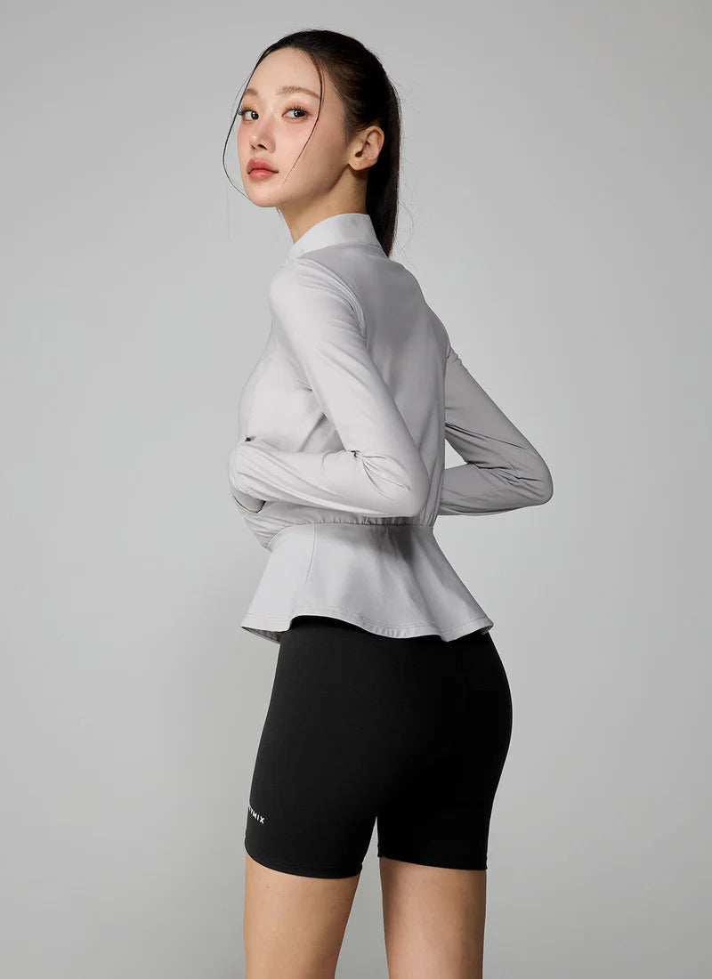 XEXYMIX Cooling Peplum Zip-Up Jacket in Hazel Gray — image 2