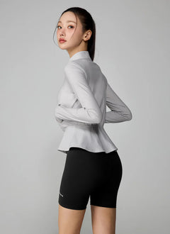 XEXYMIX Cooling Peplum Zip-Up Jacket in Hazel Gray — image 2