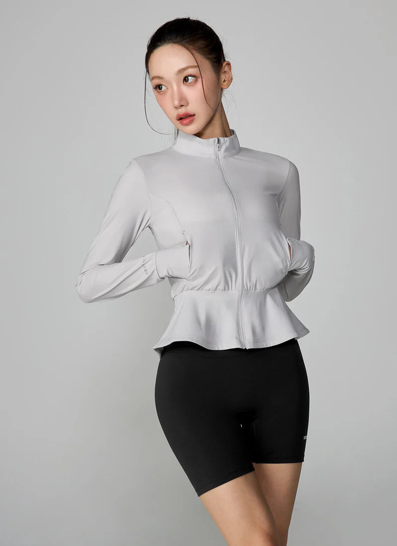 XEXYMIX Cooling Peplum Zip-Up Jacket in Hazel Gray — image 3
