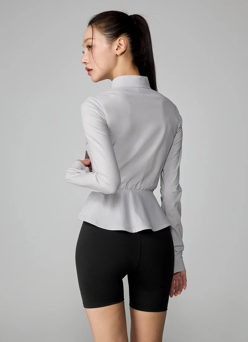 XEXYMIX Cooling Peplum Zip-Up Jacket in Hazel Gray — image 4