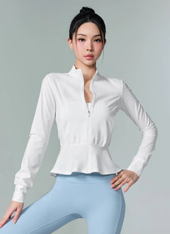 XEXYMIX Cooling Peplum Zip-Up Jacket in Ivory — image 1