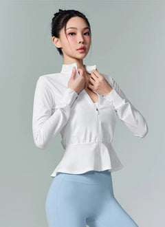 XEXYMIX Cooling Peplum Zip-Up Jacket in Ivory — image 2