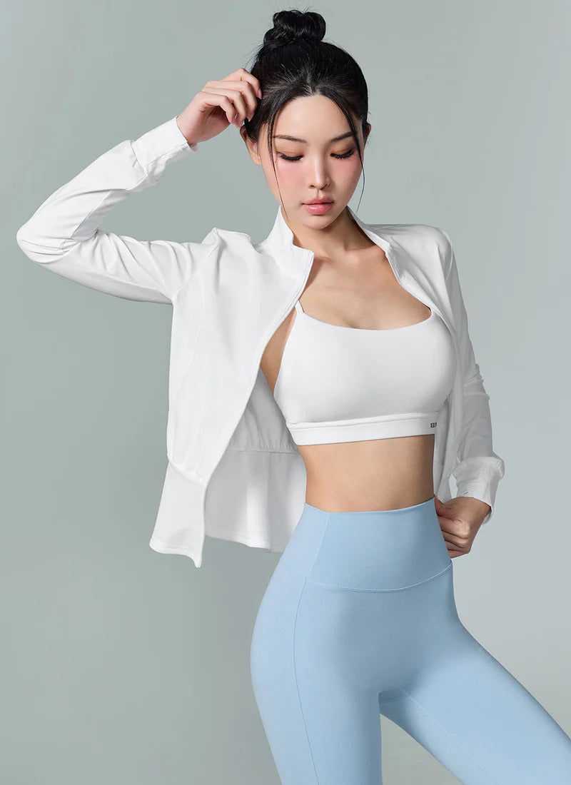 XEXYMIX Cooling Peplum Zip-Up Jacket in Ivory — image 3
