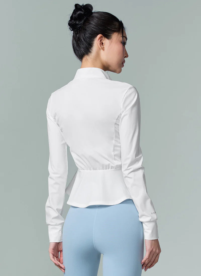 XEXYMIX Cooling Peplum Zip-Up Jacket in Ivory — image 4