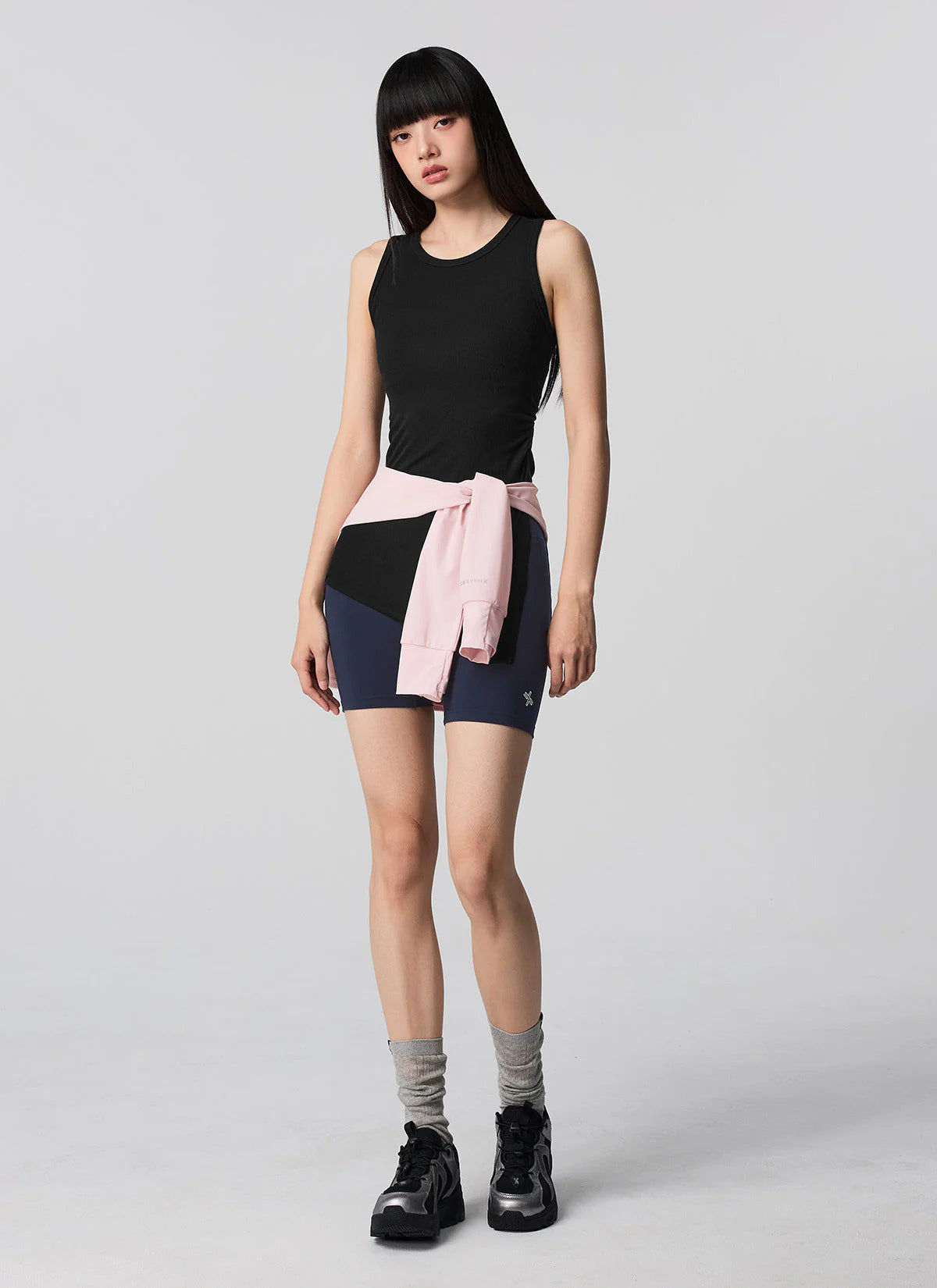 XEXYMIX Ribbed Unbalanced Slit Sleeveless in Black — image 3