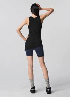 XEXYMIX Ribbed Unbalanced Slit Sleeveless in Black — image 4