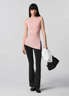 XEXYMIX Ribbed Unbalanced Slit Sleeveless in Pink Swan — image 3