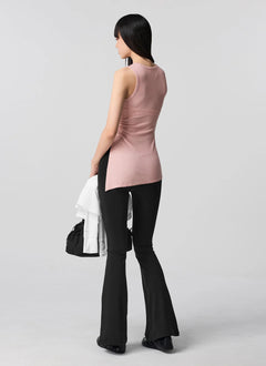 XEXYMIX Ribbed Unbalanced Slit Sleeveless in Pink Swan — image 4