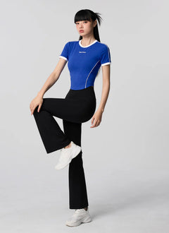XEXYMIX Contrast Piping Point Short Sleeve Top in Flash Blue — image 3