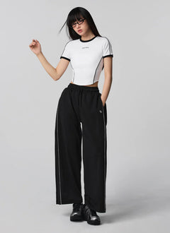 XEXYMIX Contrast Piping Point Short Sleeve Top in Ivory — image 3