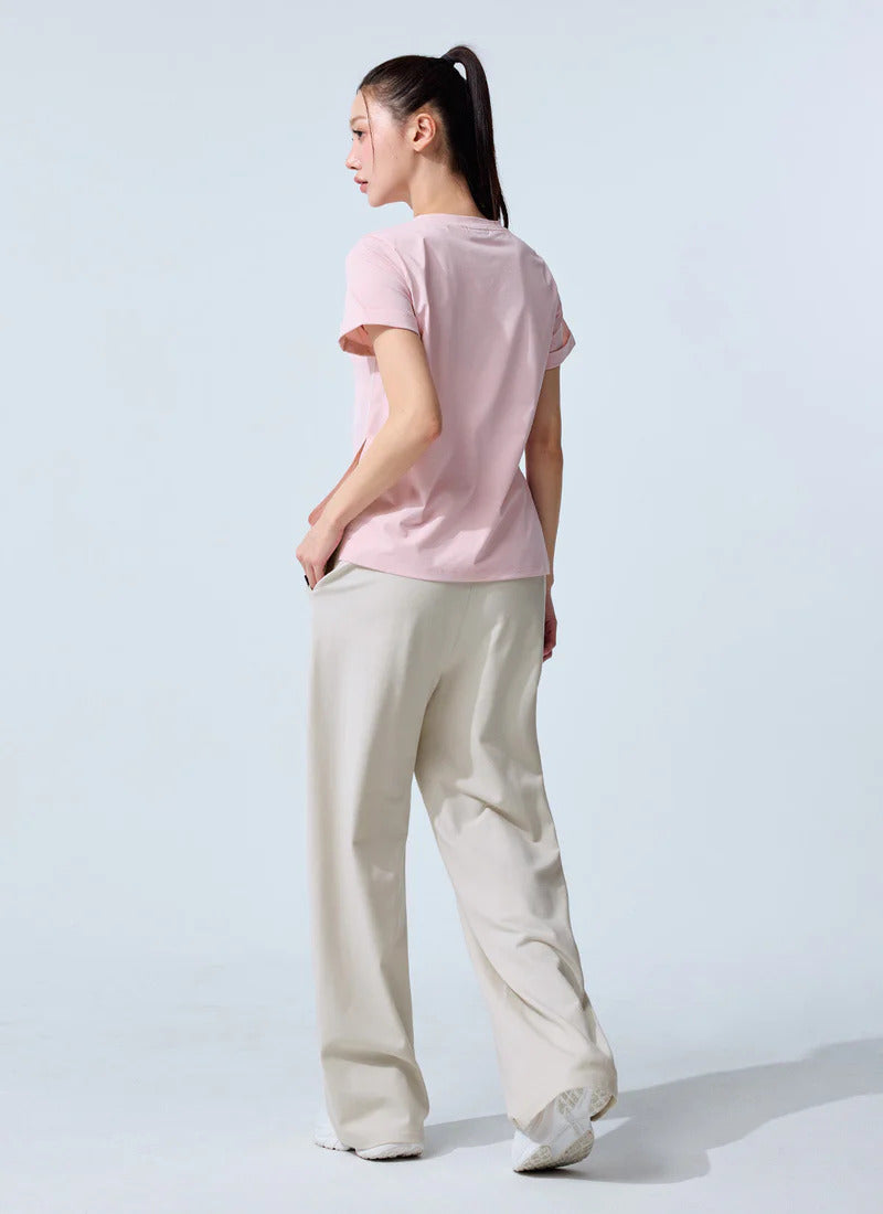 XEXYMIX Ecodex Side Slit Short Sleeve Top in Pink Swan — image 3