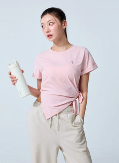 XEXYMIX Ecodex Side Slit Short Sleeve Top in Pink Swan — image 4