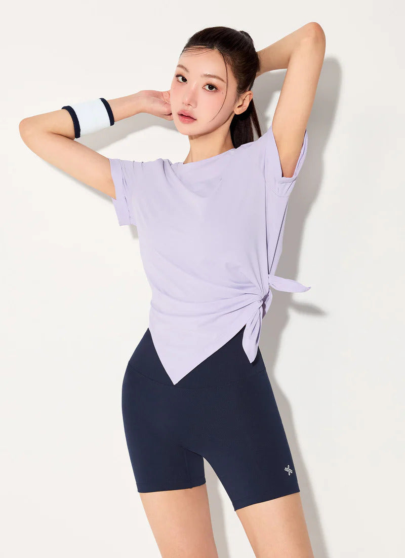 XEXYMIX Ecodex Side Slit Short Sleeve Top in Spring Lavender — image 1