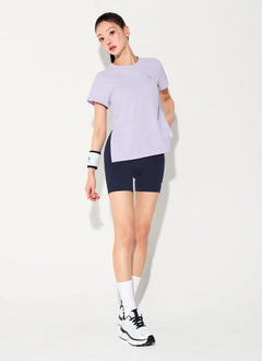 XEXYMIX Ecodex Side Slit Short Sleeve Top in Spring Lavender — image 4