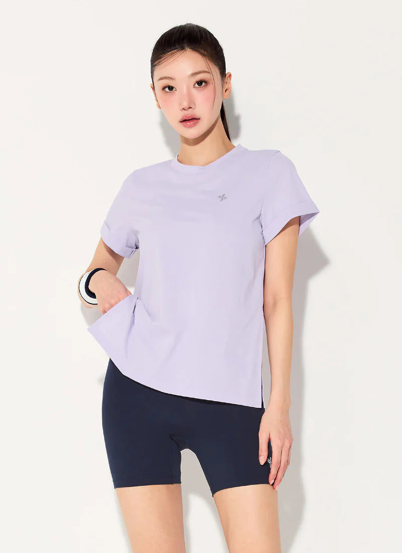 XEXYMIX Ecodex Side Slit Short Sleeve Top in Spring Lavender — image 5
