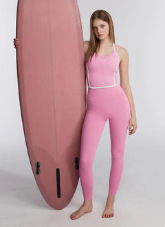 XEXYMIX Back Lettering Water Leggings in Bubble Pop Pink — image 3