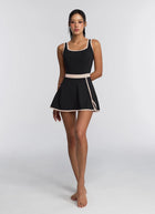 XEXYMIX French Contrast Two-in-One Dress in Black, front view