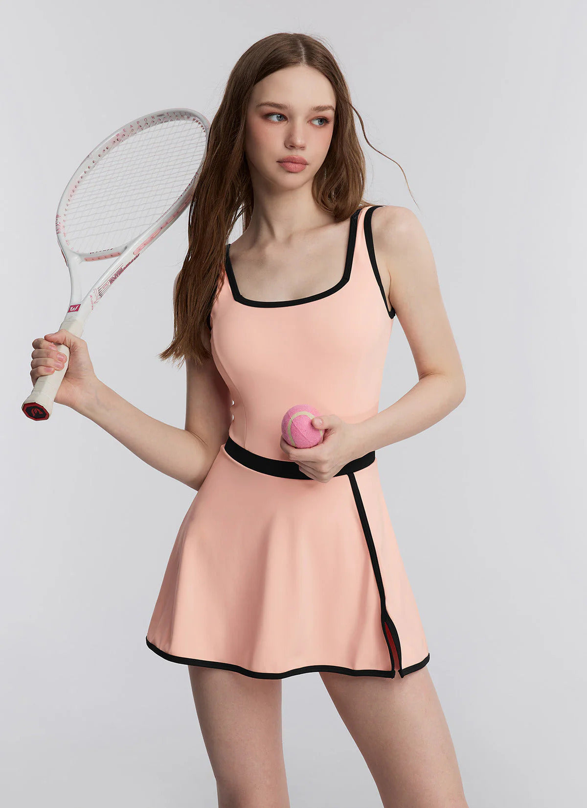 XEXYMIX French Contrast 2-in-1 Dress in Peach Brush — image 4
