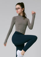XEXYMIX Slim Fit Cropped Zip-up Jacket in Moss Night