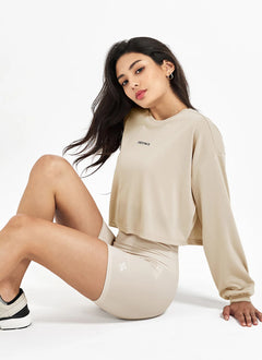 XEXYMIX Xella Intention Biker Shorts Mid-thigh Length in Tapioca Beige — image 4
