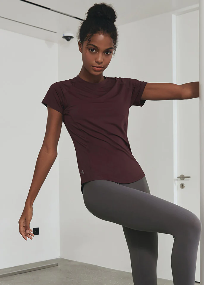 XEXYMIX Ice Feather Short Sleeve in Dahlia Wine — image 2