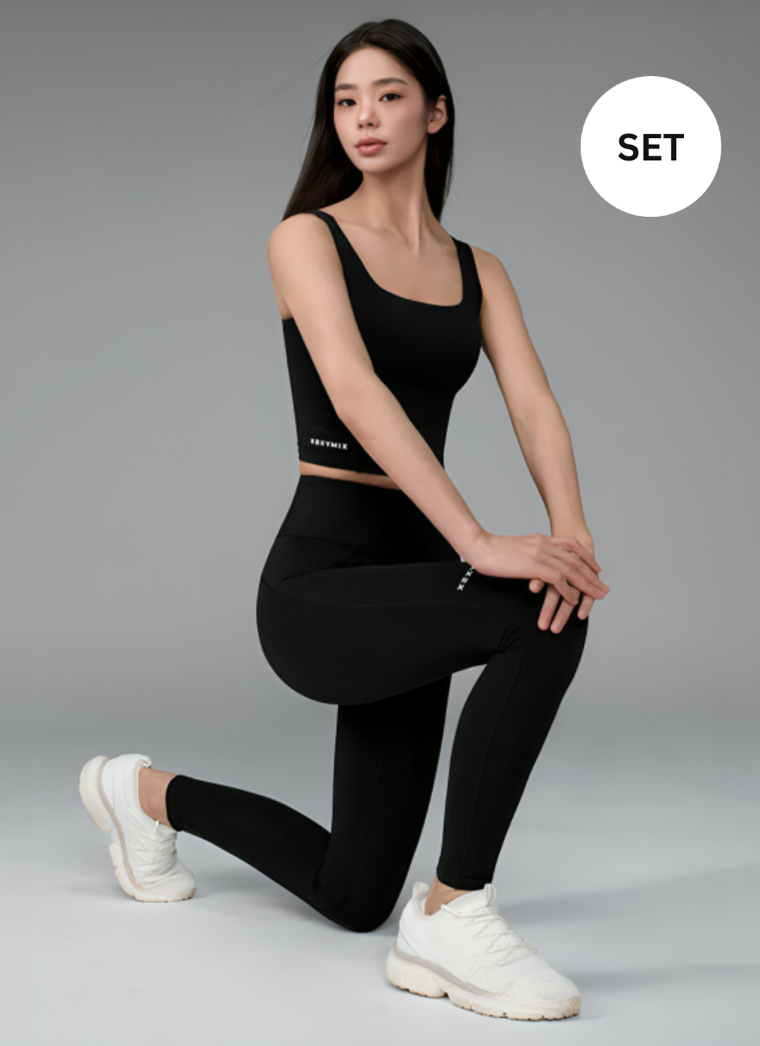 Black Label 380N Support Top and Leggings SET - Black