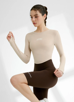 XEXYMIX Cotton Like Finger Hole Long Sleeve in Doeskin Beige — image 1