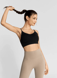 XEXYMIX Black Label Signature Breathe V-Neck Bra Top in Black — image 1
