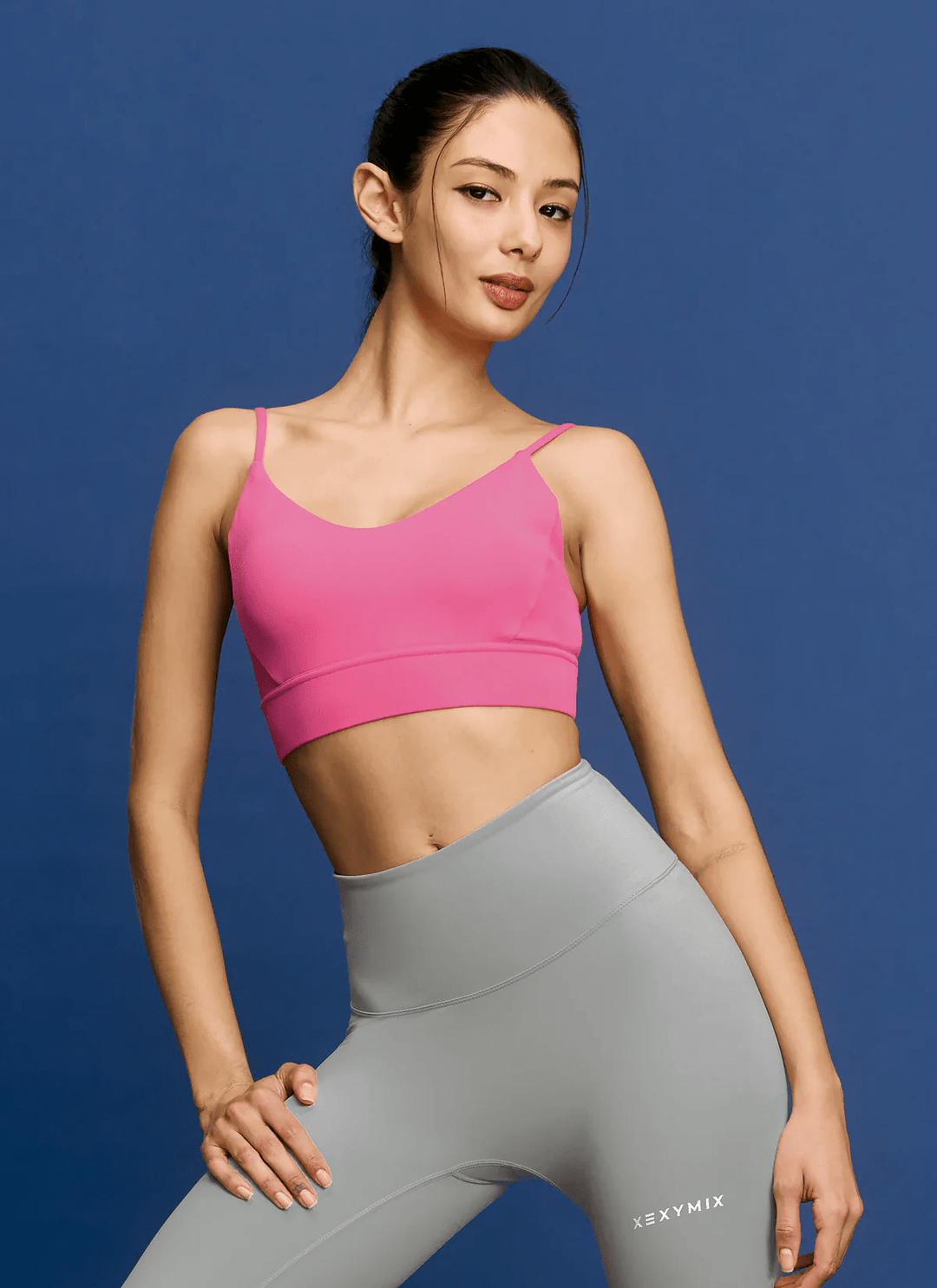 XEXYMIX Black Label Signature Breathe V-Neck Bra Top in Bubblegum Pink — image 2