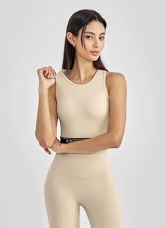 XEXYMIX Black Label Signature 360N Logo Banding Bra Top in Butter Cream — image 1