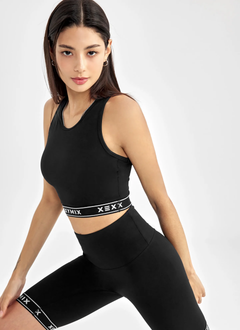 XEXYMIX Black Label Signature 360N Logo Banding Bra Top in Black — image 1