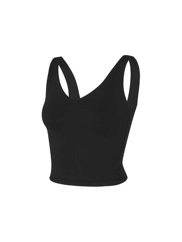 XEXYMIX Black Label Signature Breathe V-Neck Crop Top in Black — image 1