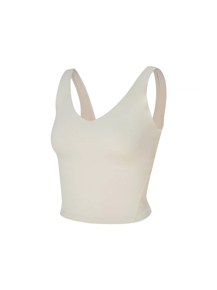 XEXYMIX Black Label Signature Breathe V-Neck Crop Top in Clay Beige — image 1