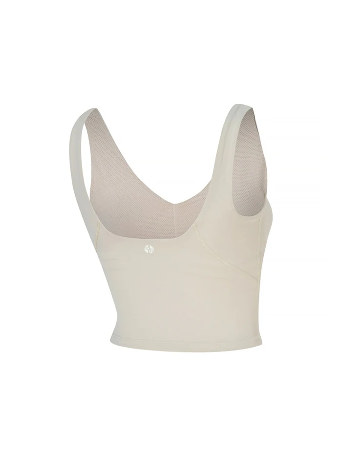 XEXYMIX Black Label Signature Breathe V-Neck Crop Top in Clay Beige — image 3