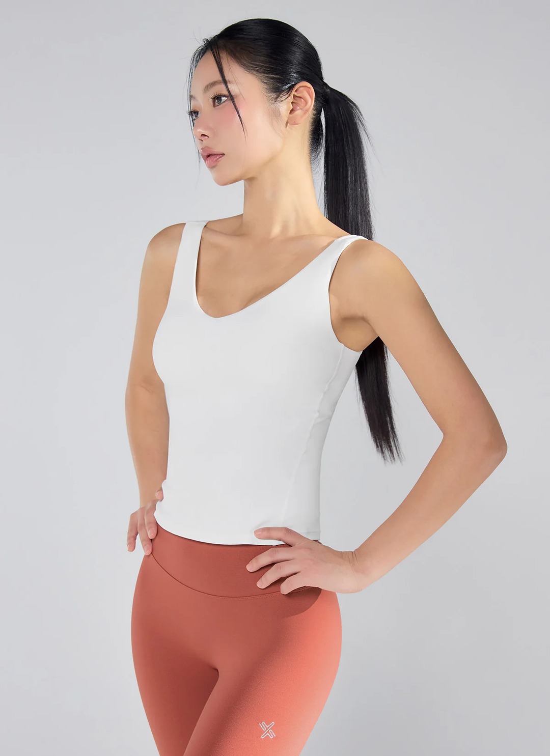 XEXYMIX Black Label Signature Breathe V-Neck Tank Top in Ivory — image 1