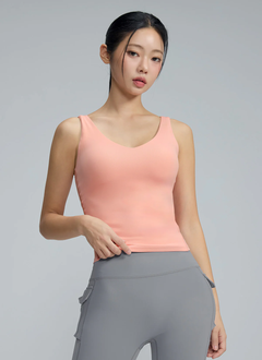 XEXYMIX Black Label Signature Breathe V-Neck Tank Top in Peach Pink — image 1