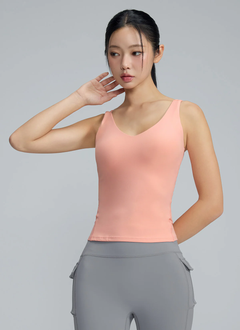 XEXYMIX Black Label Signature Breathe V-Neck Tank Top in Peach Pink — image 2