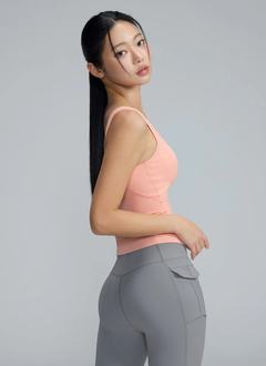 XEXYMIX Black Label Signature Breathe V-Neck Tank Top in Peach Pink — image 3