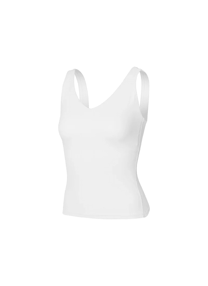 XEXYMIX Black Label Signature Breathe V-Neck Tank Top in Ivory — image 3
