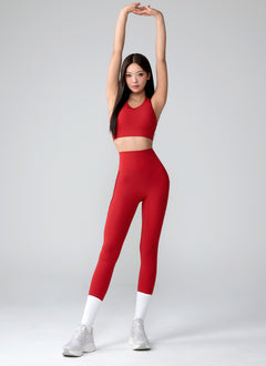 XEXYMIX Black Label Signature Power Rise Python Contrast Leggings in Salsa Red — image 2