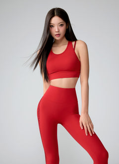 XEXYMIX Black Label Signature Power Rise Python Contrast Leggings in Salsa Red — image 4